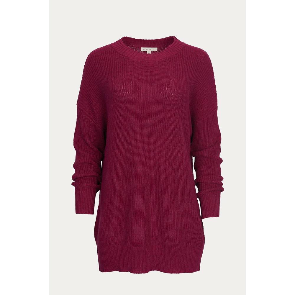 NEW BESTTO ribbed-knit cotton sweater in plum